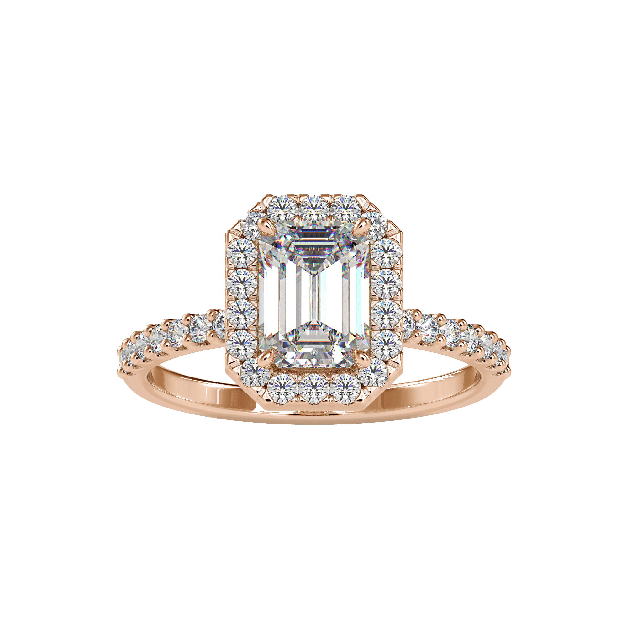 Buy Emerald Cut Engagement Ring For Women Ring Eva Gems Rose Gold 3(14.0mm)